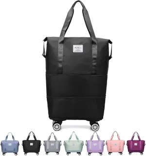 Beente Travel Bag with Wheels, Pepepo Kulken Expandable Trave Suitcase, 2025 New Large Capacity Travel Bag - Universal Wheel Removable, Large Capacity Duffle with Wheels (Black)