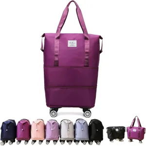 Beente Travel Bag With Wheels,Carry on Duffle Bag with Wheels, 2025 New Large Capacity Travel Bag - Universal Wheel Removable (Purple Red)