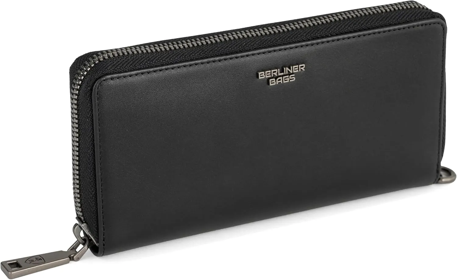 BERLINER BAGS Premium Genuine Leather Wallet Lyon, RFID Blocking Credit Card Holder, Clutch Purses for Women, Zip Around Wallet for 15 Cards and ID window, Bills, Coins - Black