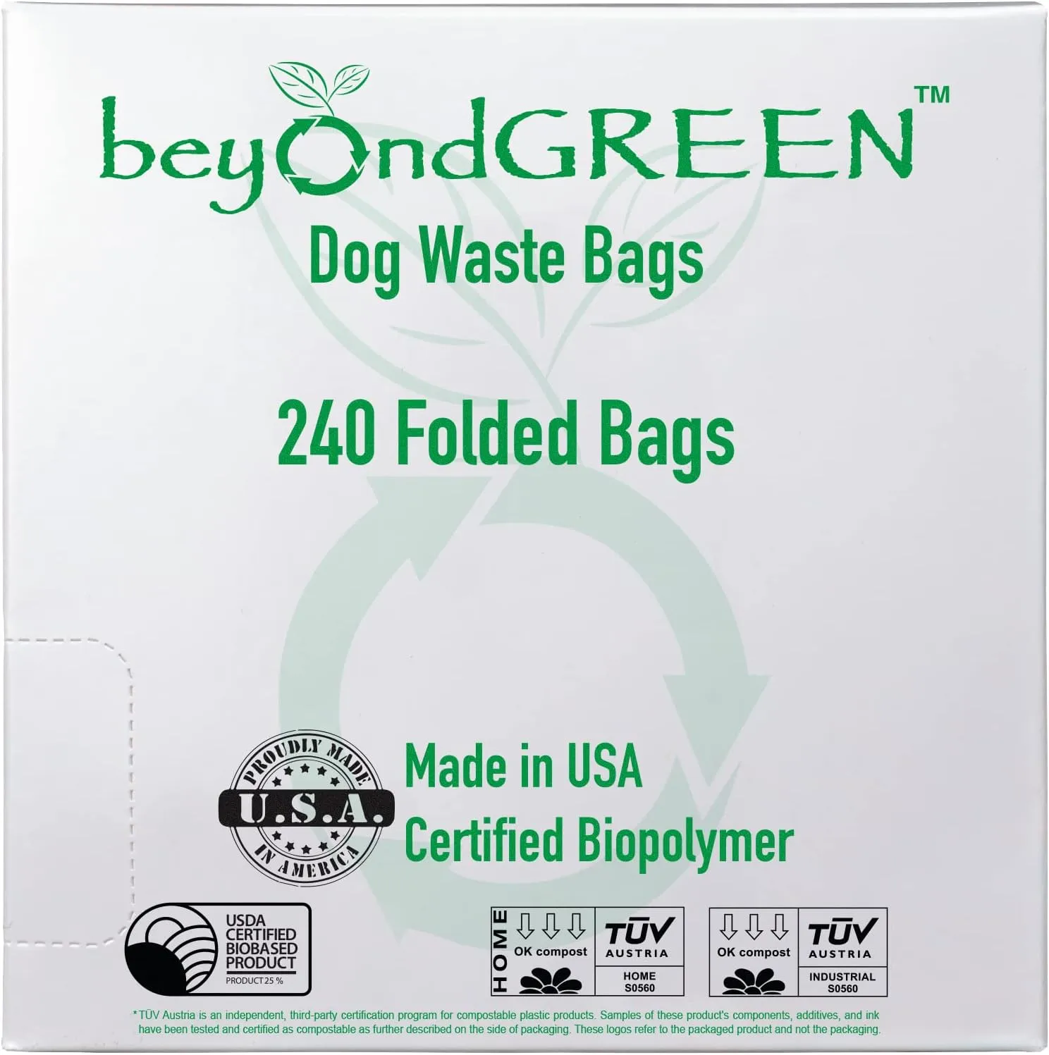 beyondGREEN Plant-Based Dog Poop Waste Bags for Leash Dispenser - 240 Bags - 16 Rolls of 15 Bags - 9" x 12"