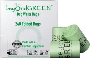 beyondGREEN Plant-Based Dog Poop Waste Bags for Leash Dispenser - 240 Bags - 16 Rolls of 15 Bags - 9" x 12"