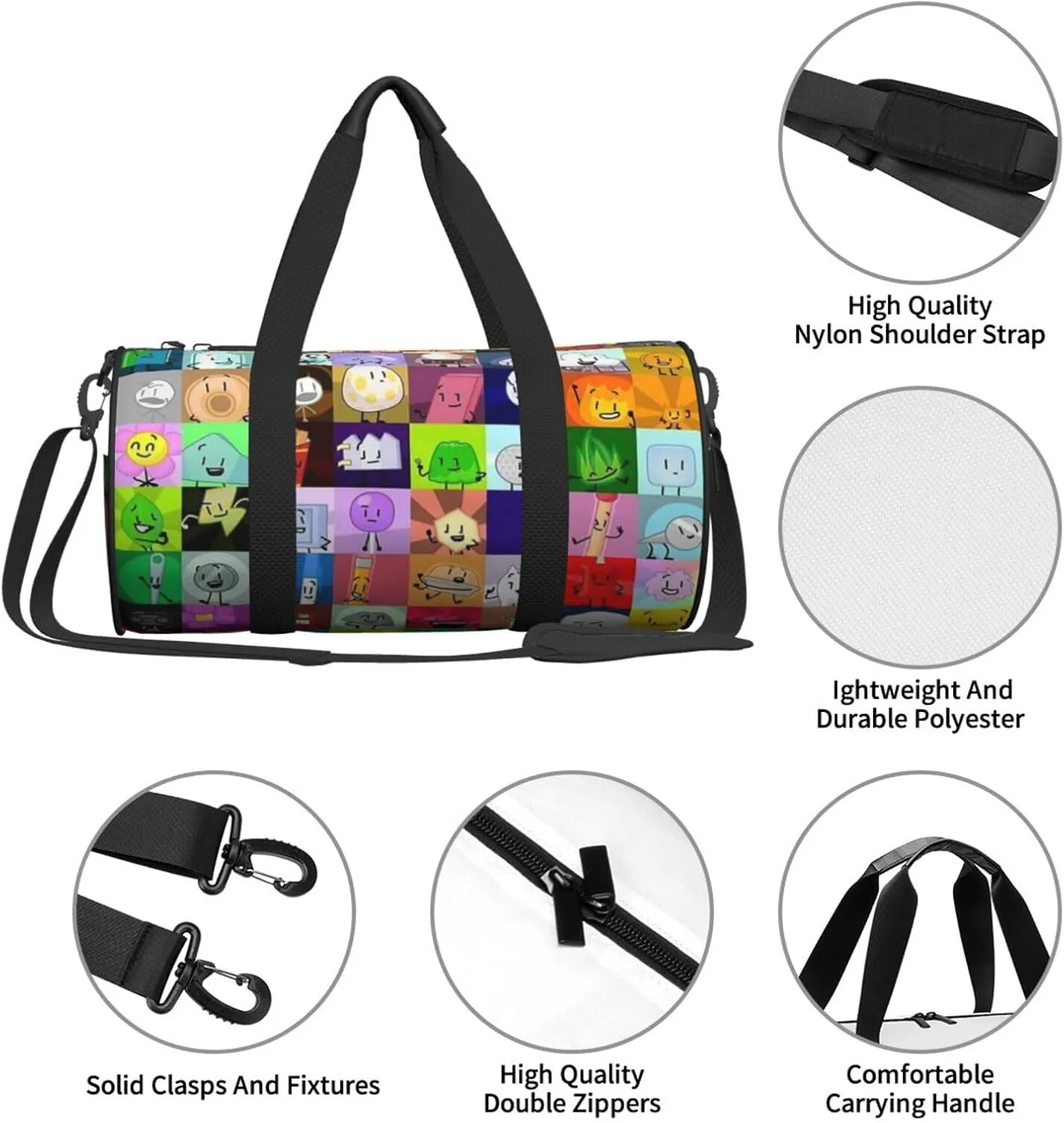 Bfdi-Battle for Dream Island Duffel Bags,Traveling Sports Gym Bags for Men and Women