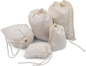 BigLotBags Premium Pack of 100 (3 x 5 Inches) Cotton Muslin Bags 100% Organic Cotton Single Drawstring Premium Quality Eco Friendly Natural Reusable Bags