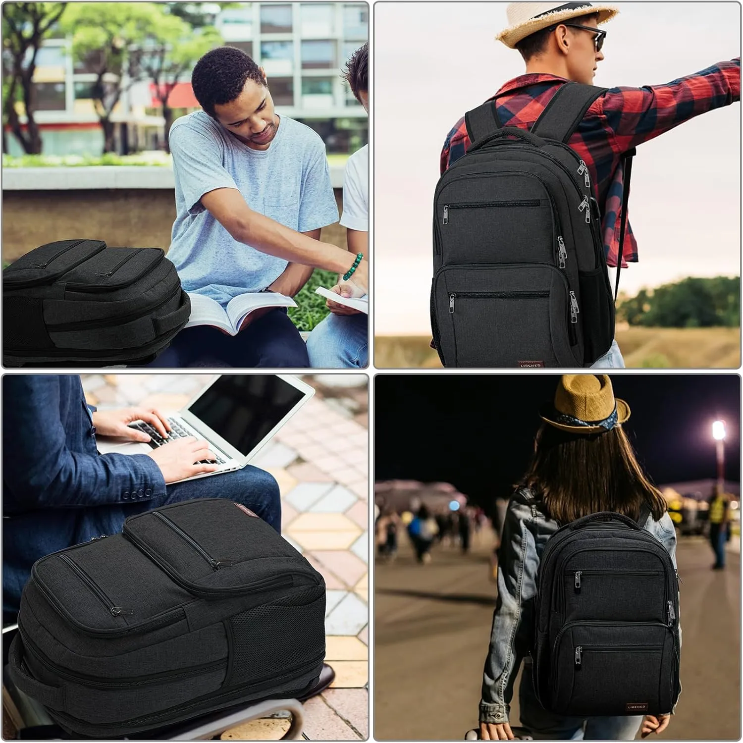 BIKROD Backpack for Men and Women, School Backpacks for Teen Boys Water Resistant TSA Travel Backpack with USB Charging Port, Business Anti Theft Sturdy Computer Bag Gifts Fits 15.6 Inch Laptop,Black