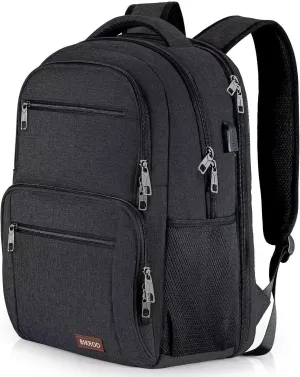BIKROD Backpack for Men and Women, School Backpacks for Teen Boys Water Resistant TSA Travel Backpack with USB Charging Port, Business Anti Theft Sturdy Computer Bag Gifts Fits 15.6 Inch Laptop,Black