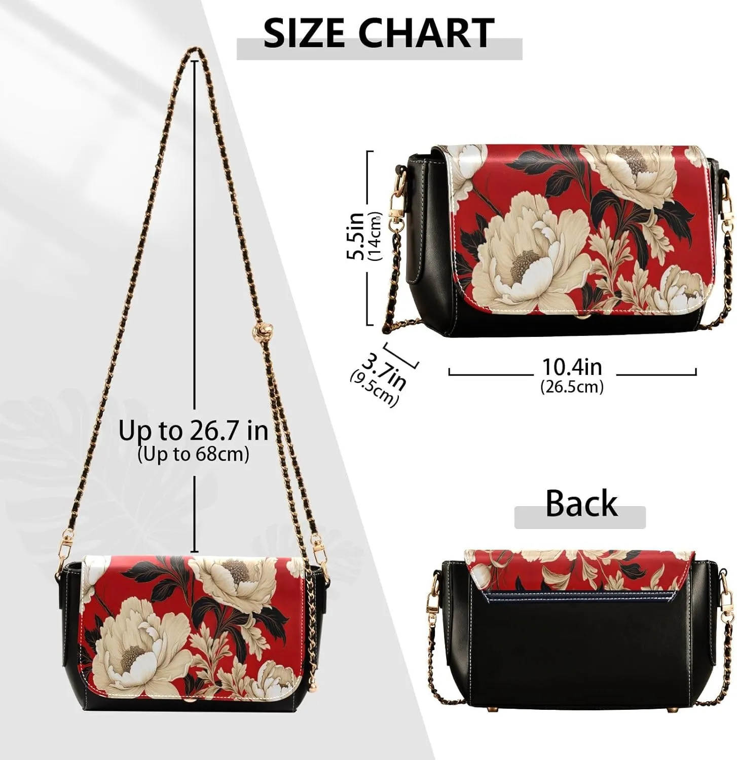 Black Apples on a White Pattern Leather Crossbody Bag, Leather Crossbody Purses for Women Trendy, Leather Ladies Bag