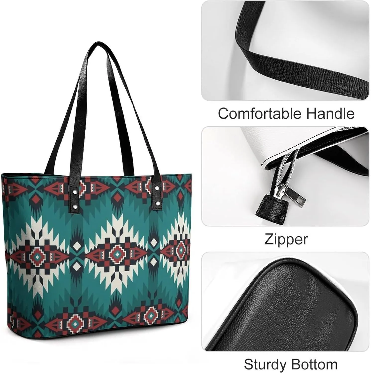 Black Retro A Leather Handbag with Large Capacity And Portability