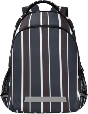 Black Sailor Stripe School Backpack For Kids Boys Girls Children,Lightweight Laptop Backpack with Chest Strap & Reflective Strips,13.5L Water-Resistant Student Teenagers Bookbags Travel Bag
