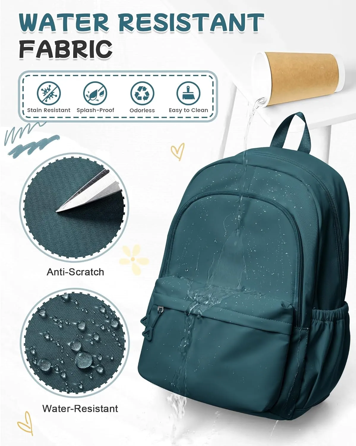 Blue Backpack for School Women Girls, Waterproof Bookbag Cute High School Backpack for Men Teen Boys, Lightweight Travel College Backpacks Mochilas Escolares para Casual Daypack Rucksack