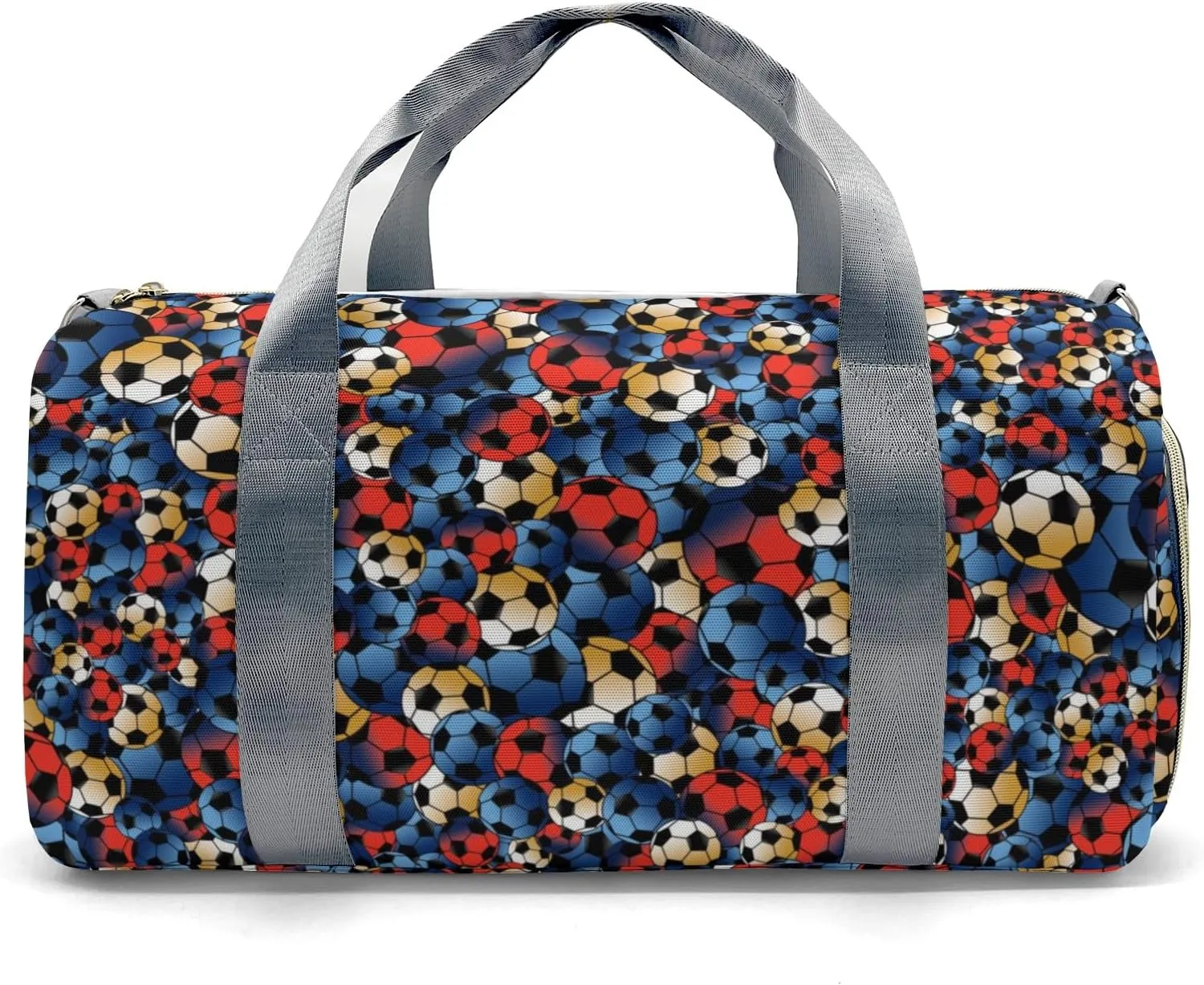 Blue Gold Red Soccer Customized Duffel Bags with Ventilation Holes for Shoes Travel Bag Personalized Gift