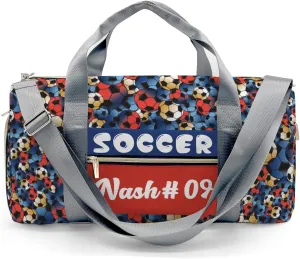 Blue Gold Red Soccer Customized Duffel Bags with Ventilation Holes for Shoes Travel Bag Personalized Gift