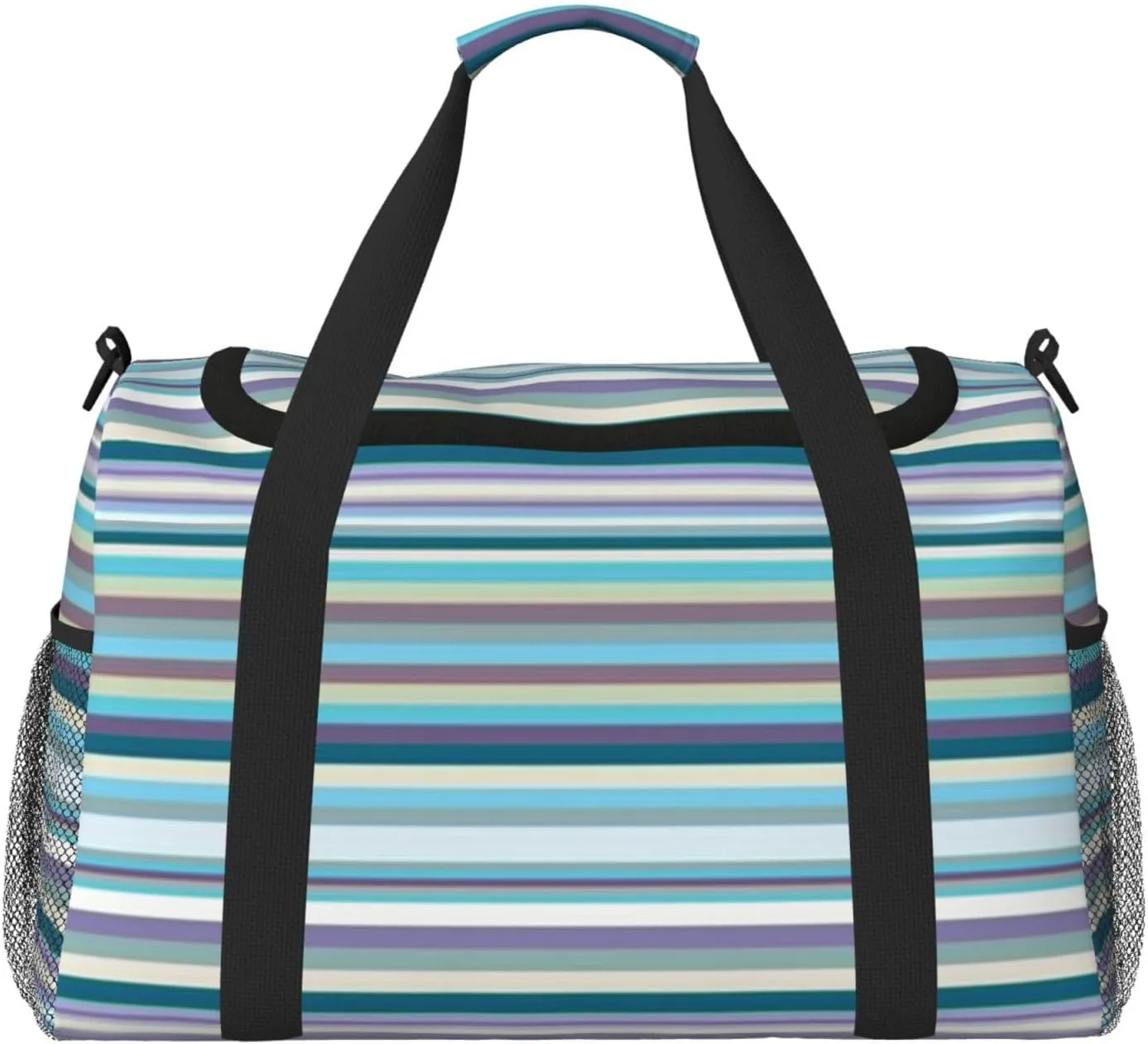 Blue, White And Yellow Lines Travel Duffel Bag Large Foldable Waterproof Overnight Bag For Beach Swim Bags Pool Sports Gym