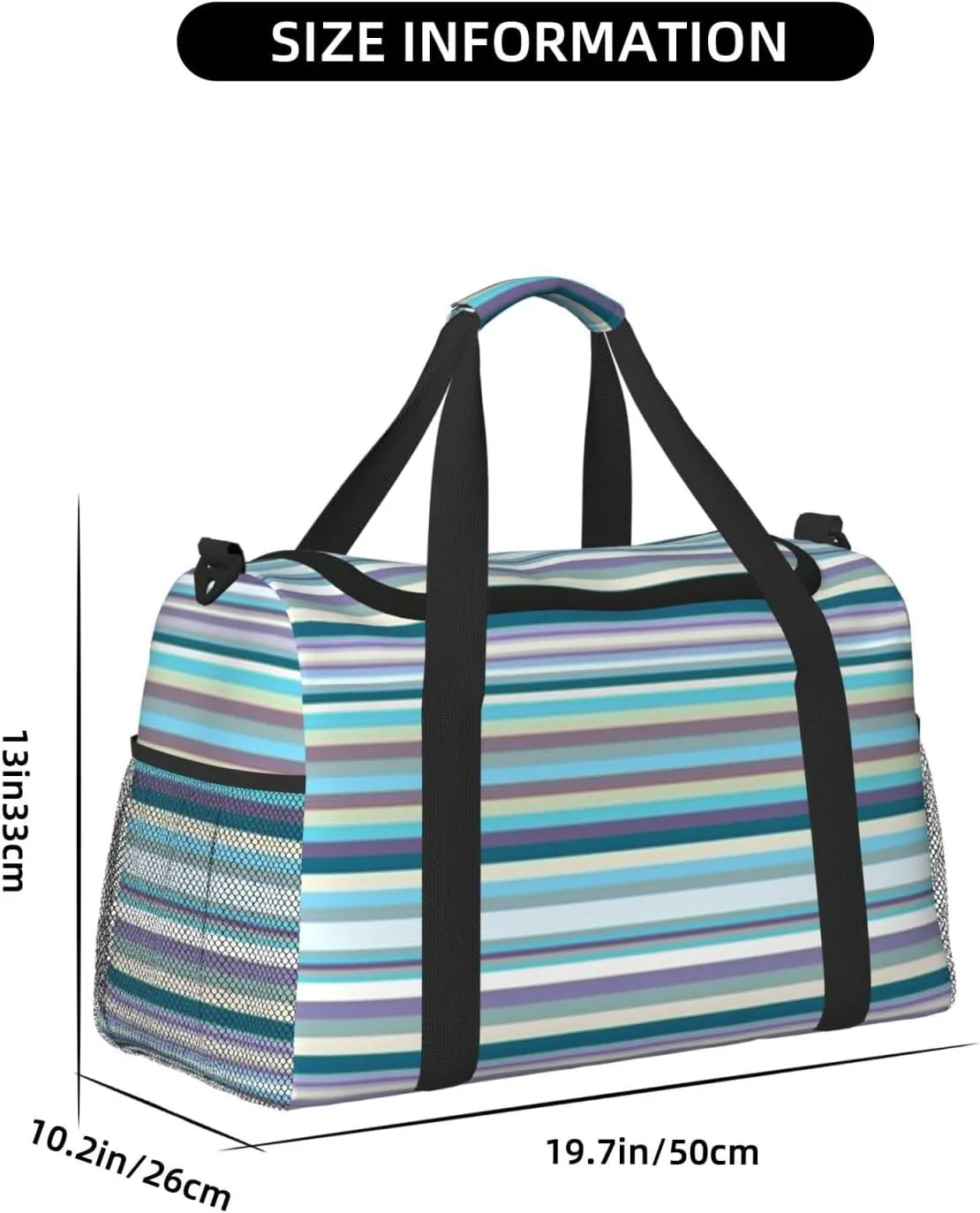 Blue, White And Yellow Lines Travel Duffel Bag Large Foldable Waterproof Overnight Bag For Beach Swim Bags Pool Sports Gym