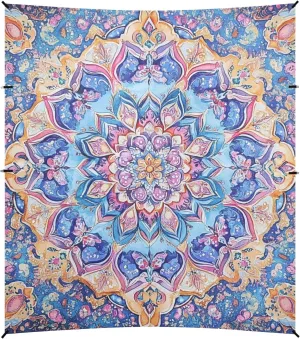 Bohemian Pattern Boho Vintage Mandala Foldable Beach Cabana UPF50  Waterproof Large Portable Sun Shelter with Carrying Bag for Family Travel