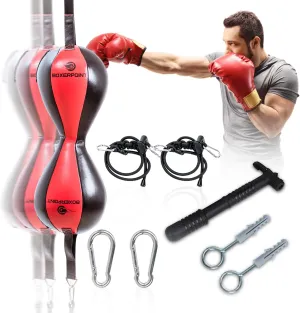 Boxerpoint Bag for Boxing - Premium Punching Bags - Durable PU Leather & Adjustable Cords Double Ended Punching Bag, Speed Bags for Adults & Kids, Boxing Equipment