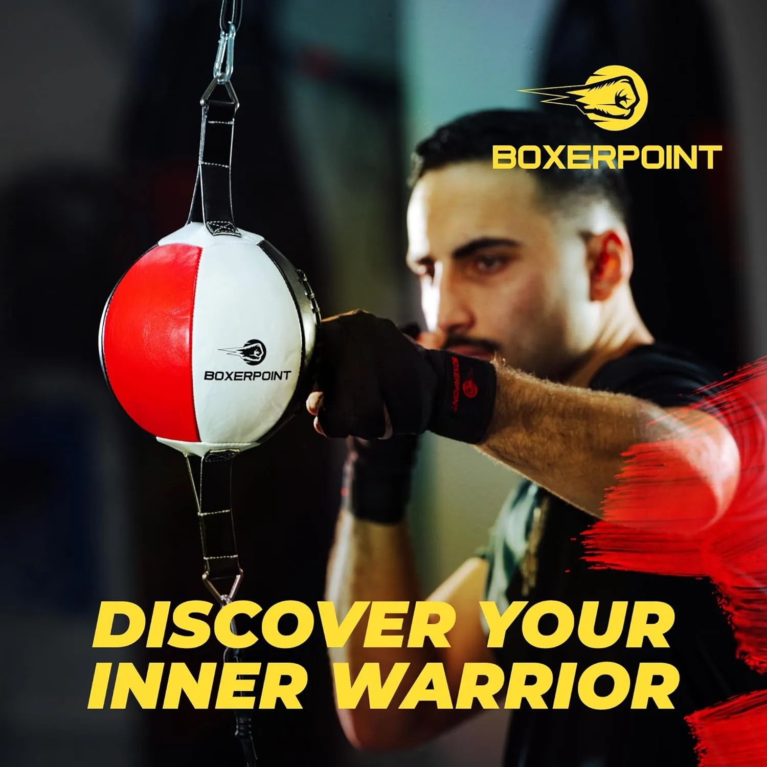 Boxerpoint Bag for Boxing - Premium Punching Bags - Durable PU Leather & Adjustable Cords Double Ended Punching Bag, Speed Bags for Adults & Kids, Boxing Equipment