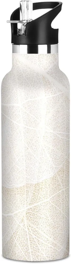 Boys Water Bottle with Straw Reusable Tumbler for Toddlers 20oz Kids Insulated Cups Leak Proof Double Wall 304 Stainless Steel Water Flask School Bottle,Skeletons Leaves