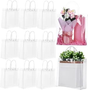 BRIGHTFUFU 12 Pack Clear Pvc Tote Bags with Handles Reusable Storage/party Favor Bags for Wedding Party Supplies