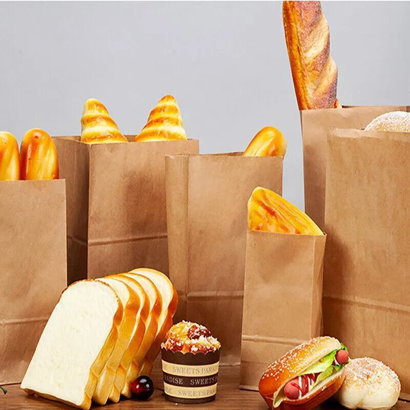 Brown Kraft Paper Grocery Bags 10-100PCS 6Sizes