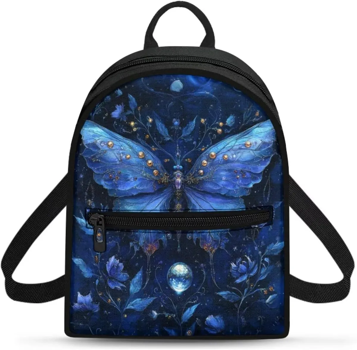 Butterfly Blue Women's Fashion Backpack Durable Rucksack Small Size Waterproof Design for Shopping, Weekend Trips, College