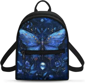Butterfly Blue Women's Fashion Backpack Durable Rucksack Small Size Waterproof Design for Shopping, Weekend Trips, College