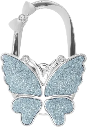 Butterfly Purse Hook Foldable Handbag Hanger Crystal Rhinestone Table Hanger Bag Holder for Home Office Desk Tables A