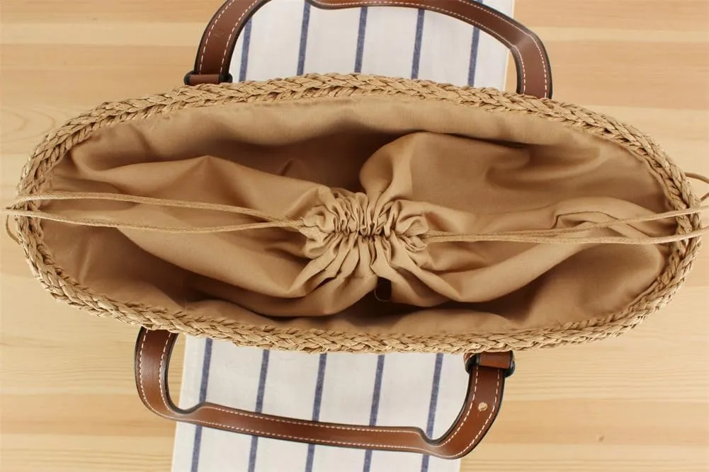 Caistre Straw Tote Bag for Women Summer Straw Shoulder Bag Beach Tote Bag Handwoven Straw Bag Purse Top Handle Beach Bags