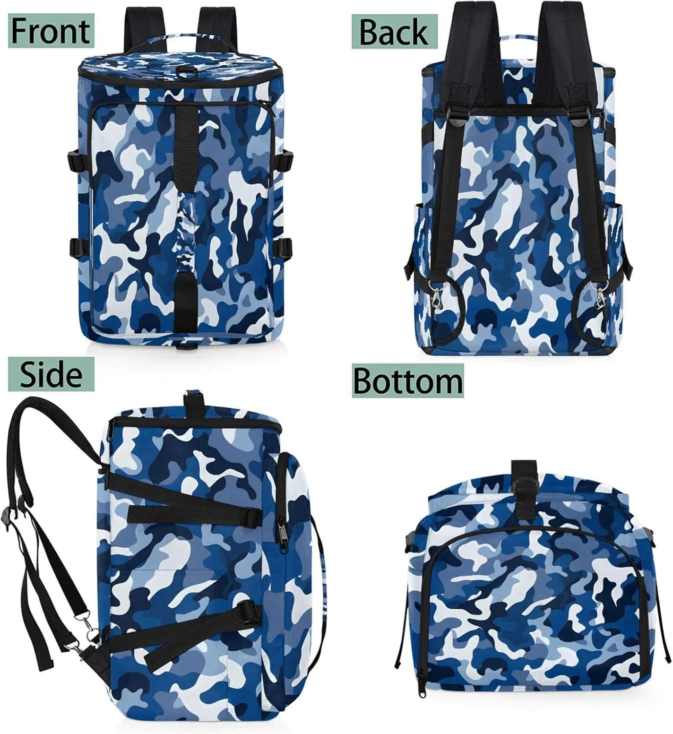 Camo Gym Bags for Men Women Sports Backpack with Shoe Compartment 3-in-1 Tactical Duffle Bag for Overnight Weekender Travel