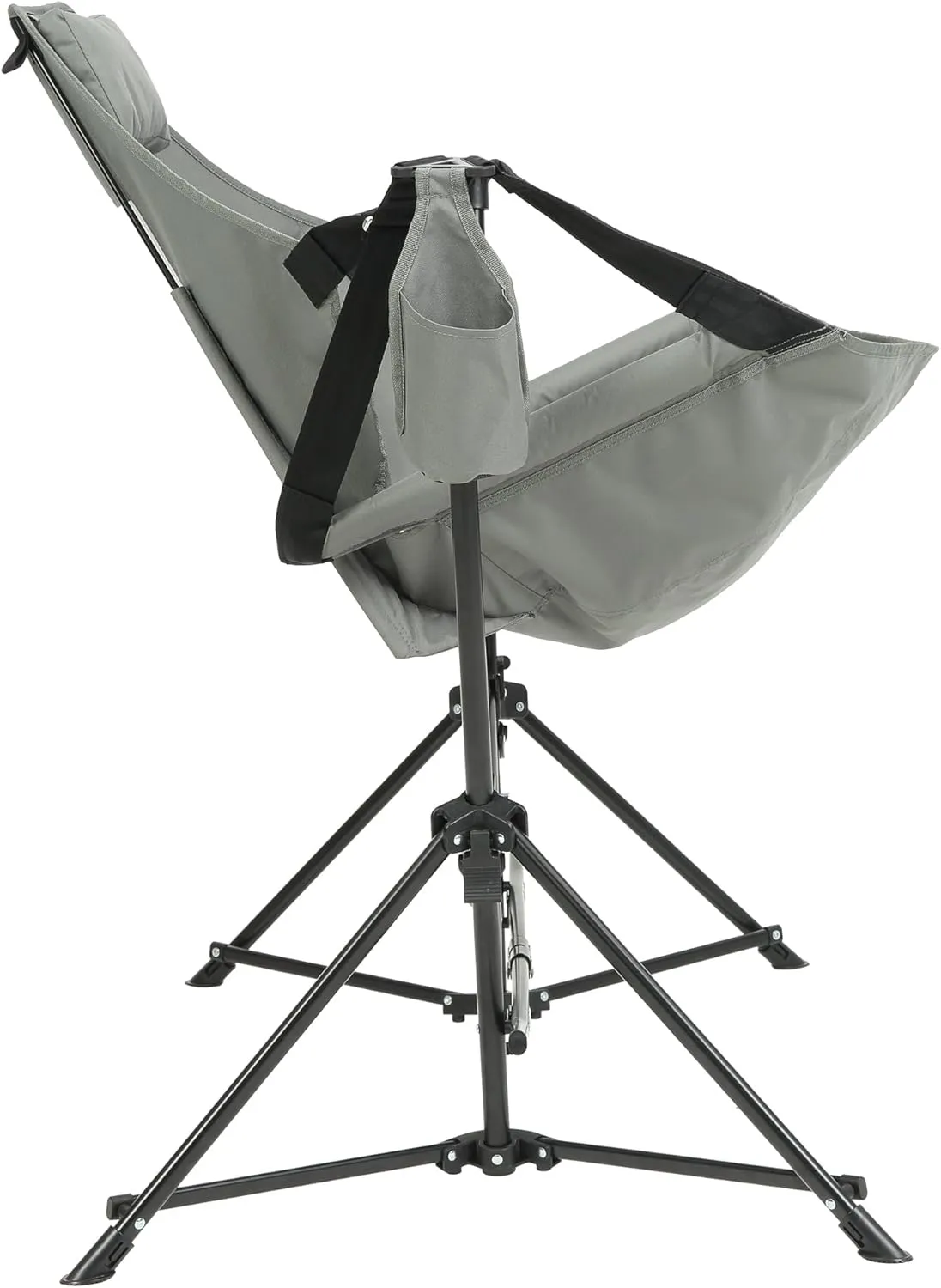 Camping Chair, Folding Portable Rocking Chair, Aluminum Alloy Adjustable Back Swinging Chair with Pillow Cup Holder, Recliner with Carry Bag for Outdoor Travel Lawn Backyard, Grey (2pcs)