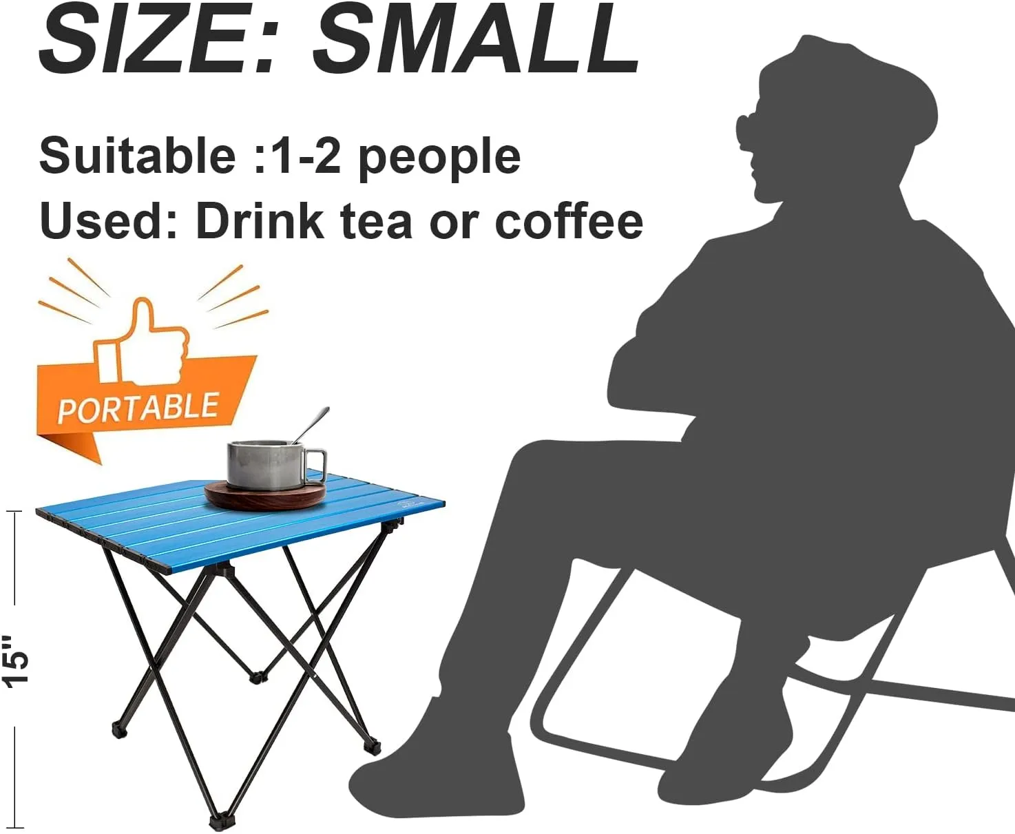 Camping Table Folding Portable Camp Side Table Aluminum Lightweight Carry Bag Beach Outdoor Hiking Picnics BBQ Cooking Dining Kitchen Blue Small