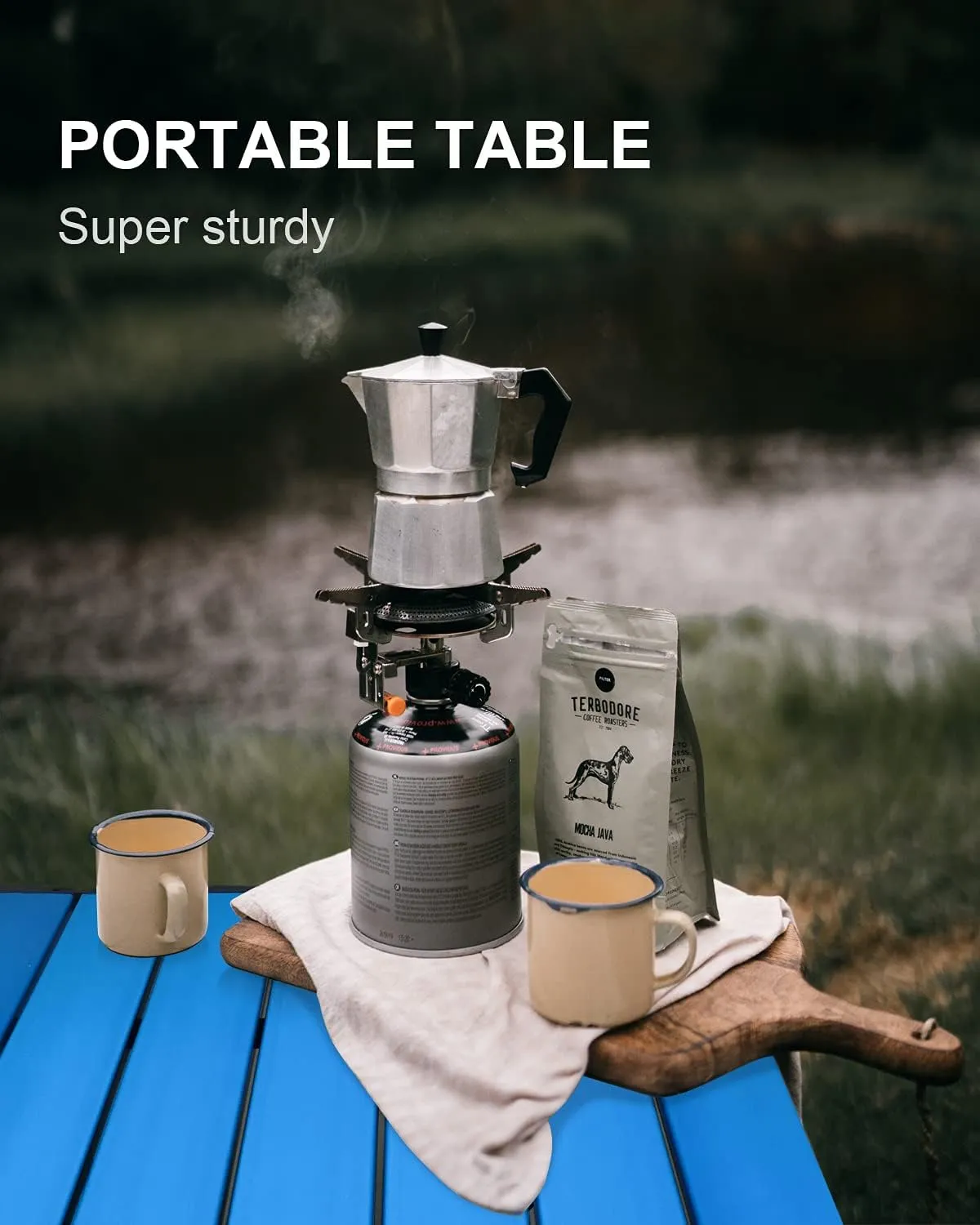 Camping Table Folding Portable Camp Side Table Aluminum Lightweight Carry Bag Beach Outdoor Hiking Picnics BBQ Cooking Dining Kitchen Blue Small