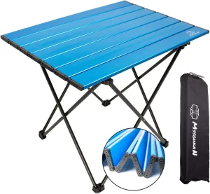 Camping Table Folding Portable Camp Side Table Aluminum Lightweight Carry Bag Beach Outdoor Hiking Picnics BBQ Cooking Dining Kitchen Blue Small