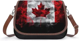Canada Flag Crossbody Purses for Women PU Leather Shoulder Bag Handbag Clucth
