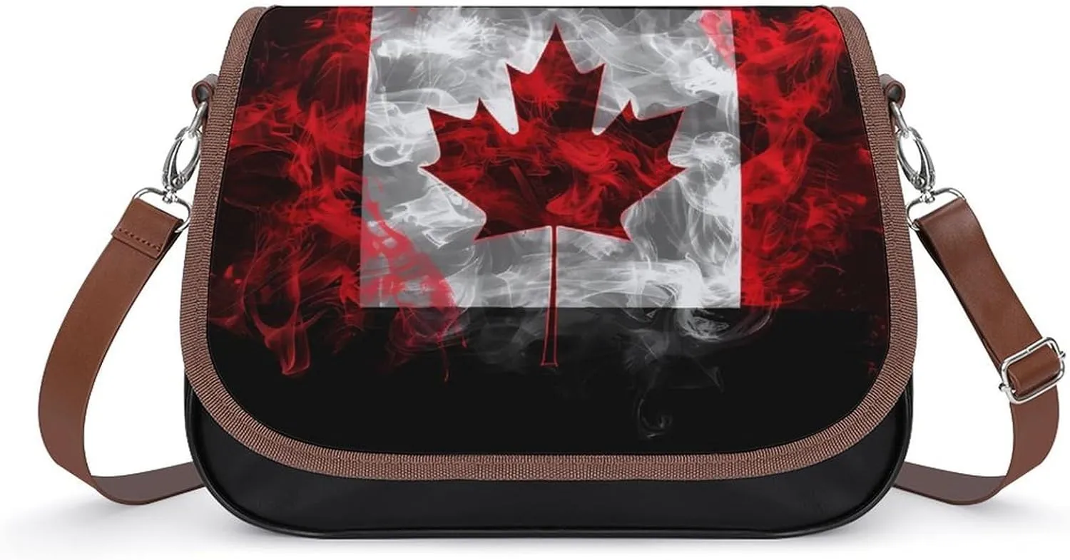 Canada Flag Crossbody Purses for Women PU Leather Shoulder Bag Handbag Clucth