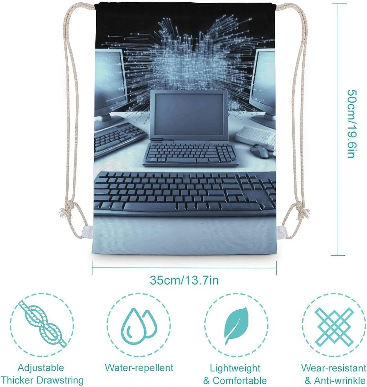 Canvas Drawstring Bags for Men Women Computers And Internet Sport String Bag Beach Sack Bag Travel Gym Sackpack