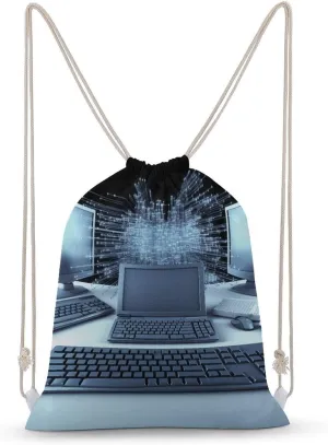 Canvas Drawstring Bags for Men Women Computers And Internet Sport String Bag Beach Sack Bag Travel Gym Sackpack