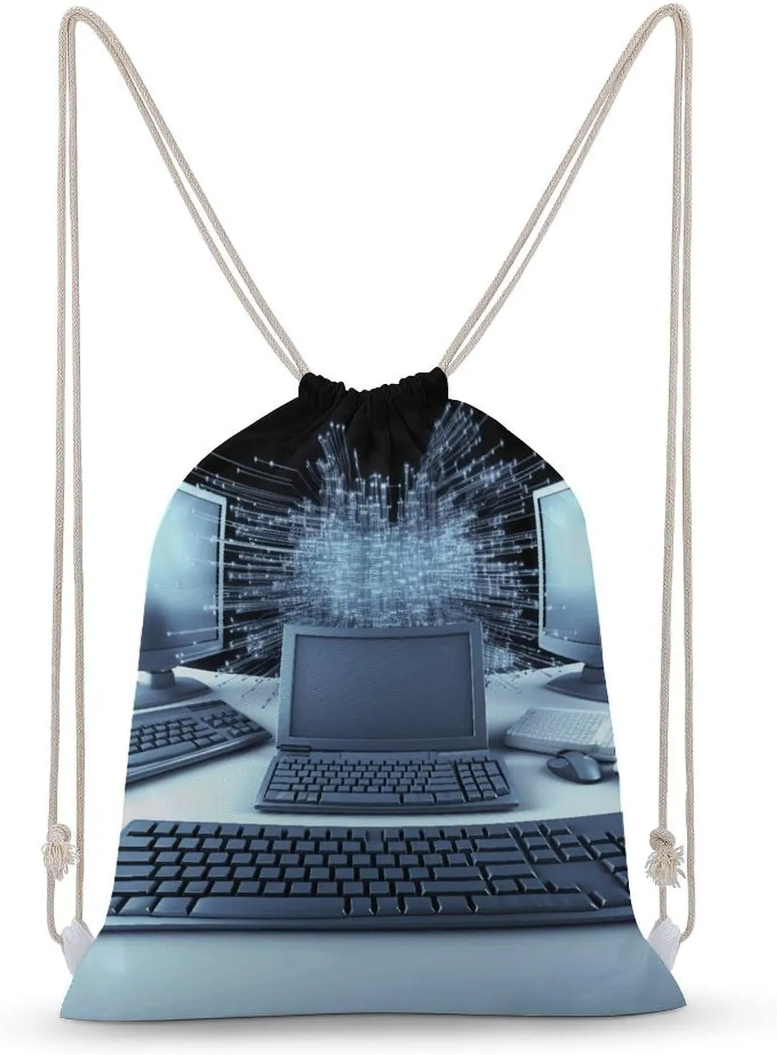 Canvas Drawstring Bags for Men Women Computers And Internet Sport String Bag Beach Sack Bag Travel Gym Sackpack