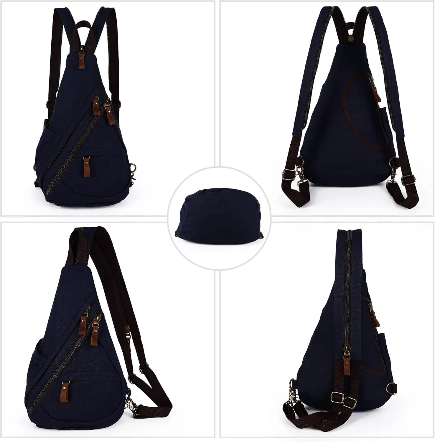 Canvas Sling Bag for Men Women Crossbody Bags Convertible Backpack Purse Causal Daypack Travel Cycling Hiking Rucksack