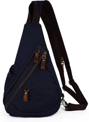 Canvas Sling Bag for Men Women Crossbody Bags Convertible Backpack Purse Causal Daypack Travel Cycling Hiking Rucksack