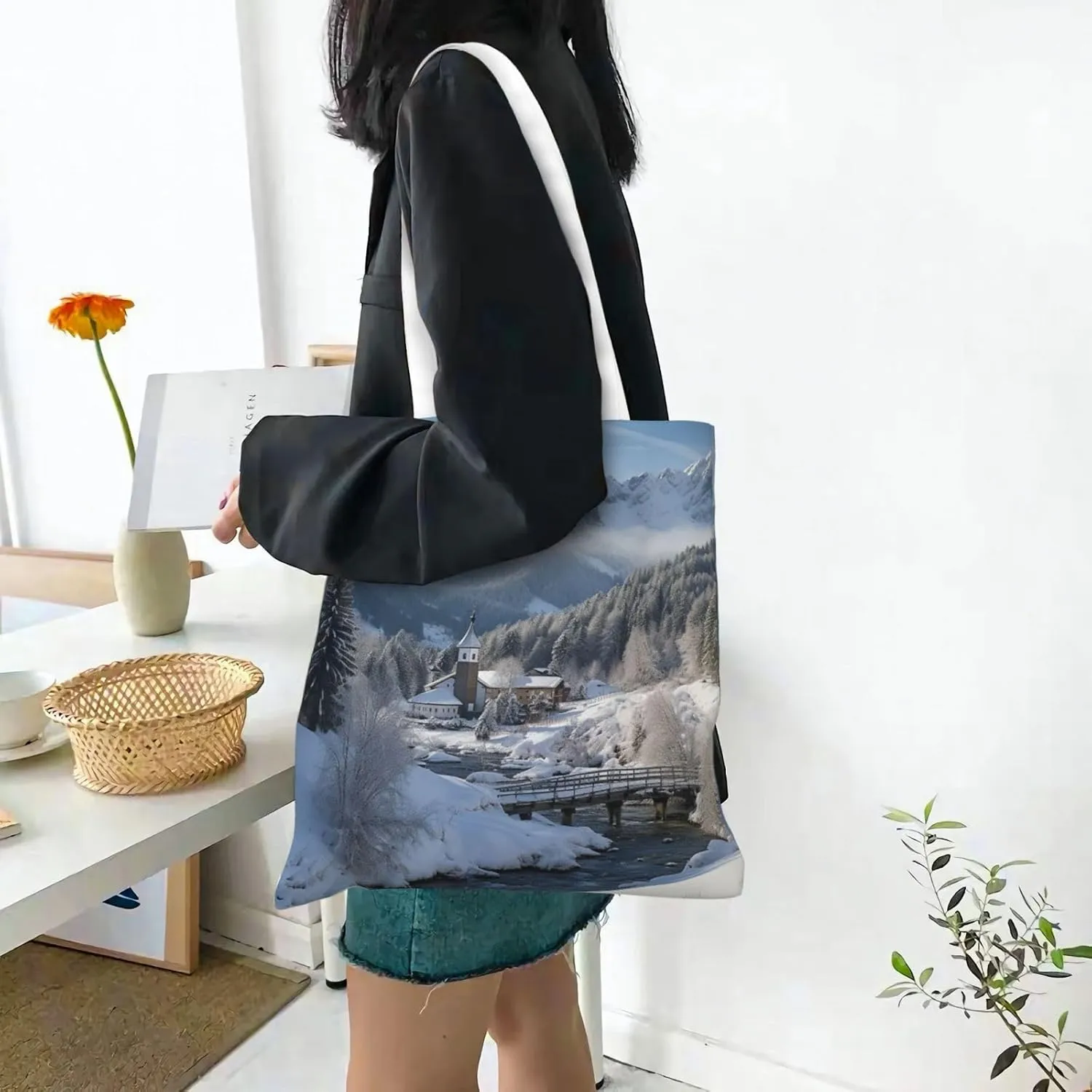 Canvas Tote Bag For Women Reusable Shopping Bag Casual Eagle Shoulder Bag Handbag For Travel