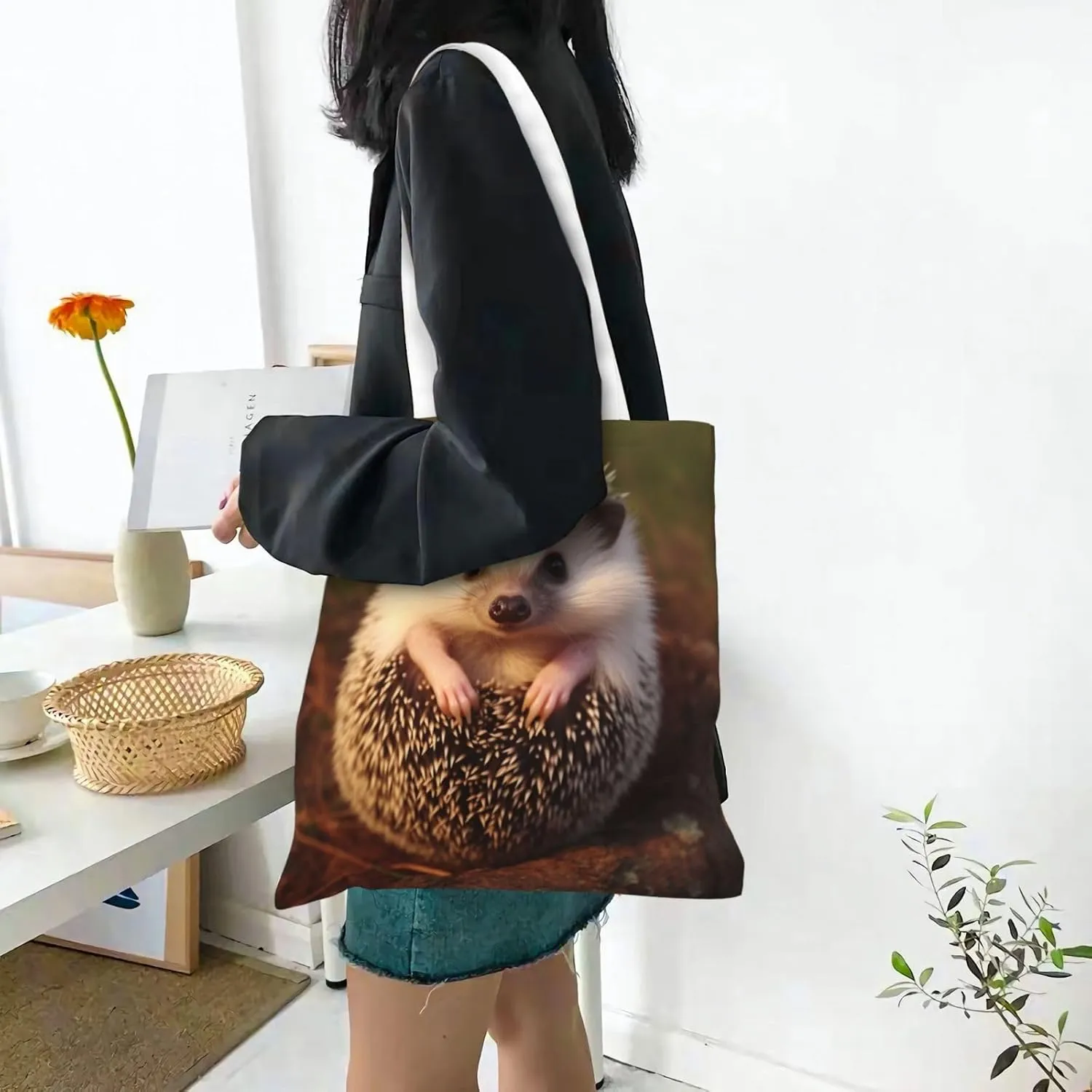 Canvas Tote Bag For Women Reusable Shopping Bag Casual Travel Mountain Scenery Shoulder Bag Handbag For Travel
