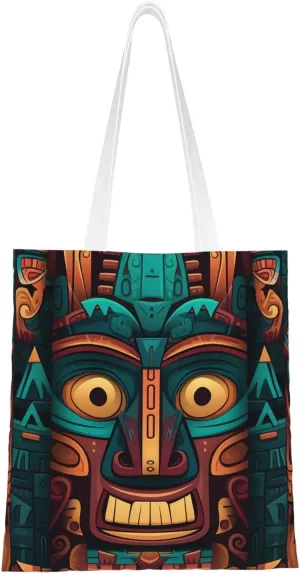 Canvas Tote Bag For Women Reusable Shopping Bag Casual Two Butterflies And Mushrooms Shoulder Bag Handbag For Travel