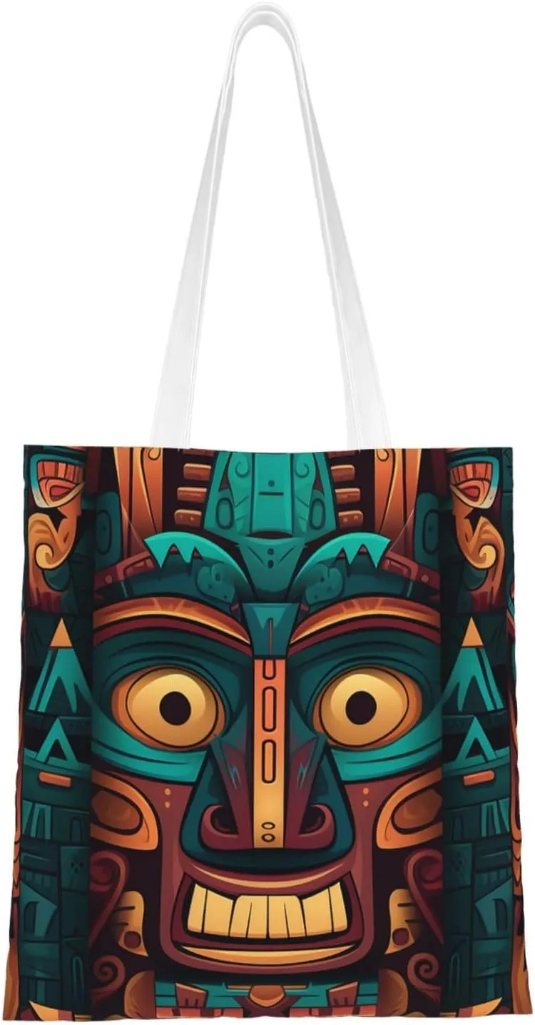 Canvas Tote Bag For Women Reusable Shopping Bag Casual Two Butterflies And Mushrooms Shoulder Bag Handbag For Travel
