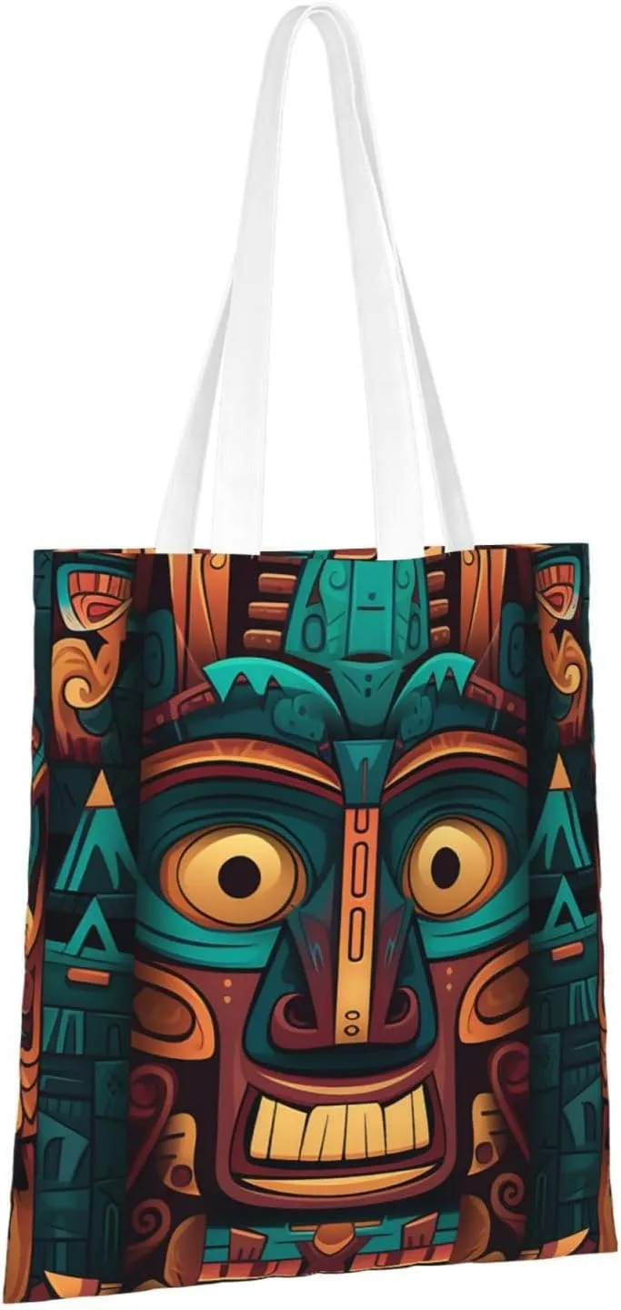 Canvas Tote Bag For Women Reusable Shopping Bag Casual Two Butterflies And Mushrooms Shoulder Bag Handbag For Travel