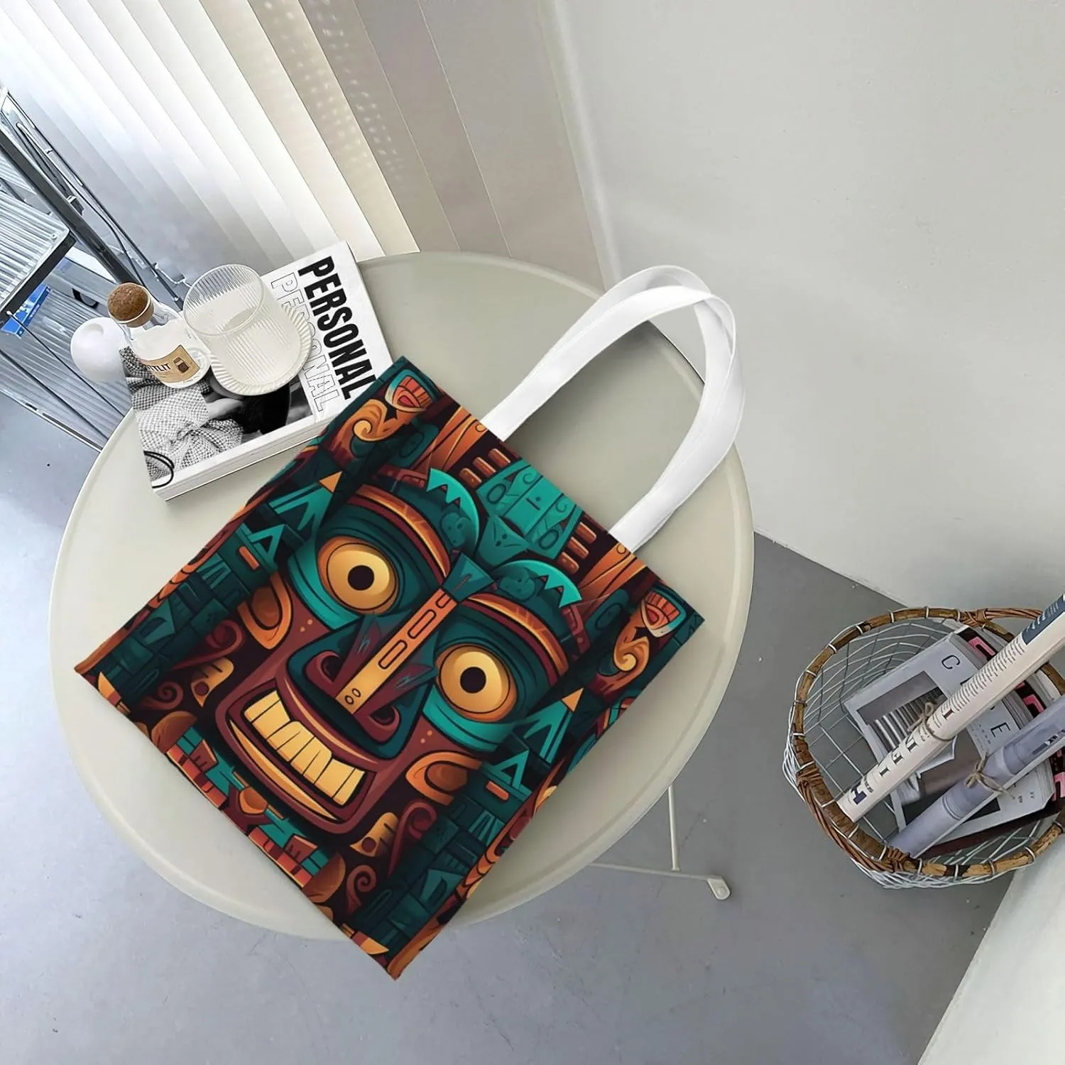 Canvas Tote Bag For Women Reusable Shopping Bag Casual Two Butterflies And Mushrooms Shoulder Bag Handbag For Travel