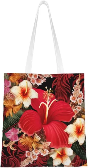 Canvas Tote Bag For Women Reusable Shopping Bag Casual Two Butterflies And Mushrooms Shoulder Bag Handbag For Travel