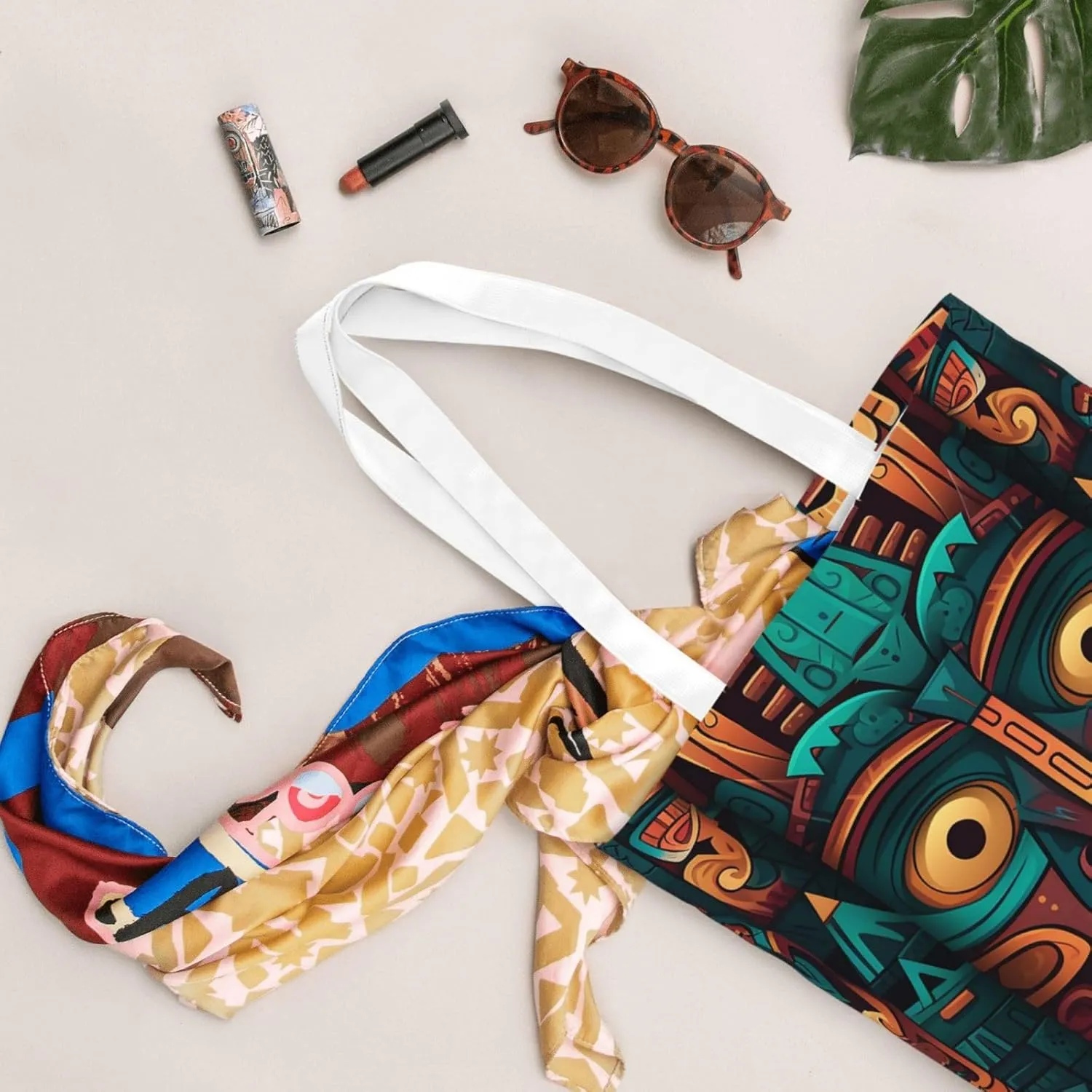 Canvas Tote Bag For Women Reusable Shopping Bag Casual Two Butterflies And Mushrooms Shoulder Bag Handbag For Travel
