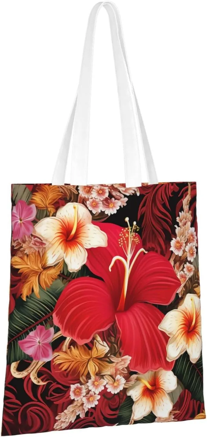 Canvas Tote Bag For Women Reusable Shopping Bag Casual Two Butterflies And Mushrooms Shoulder Bag Handbag For Travel