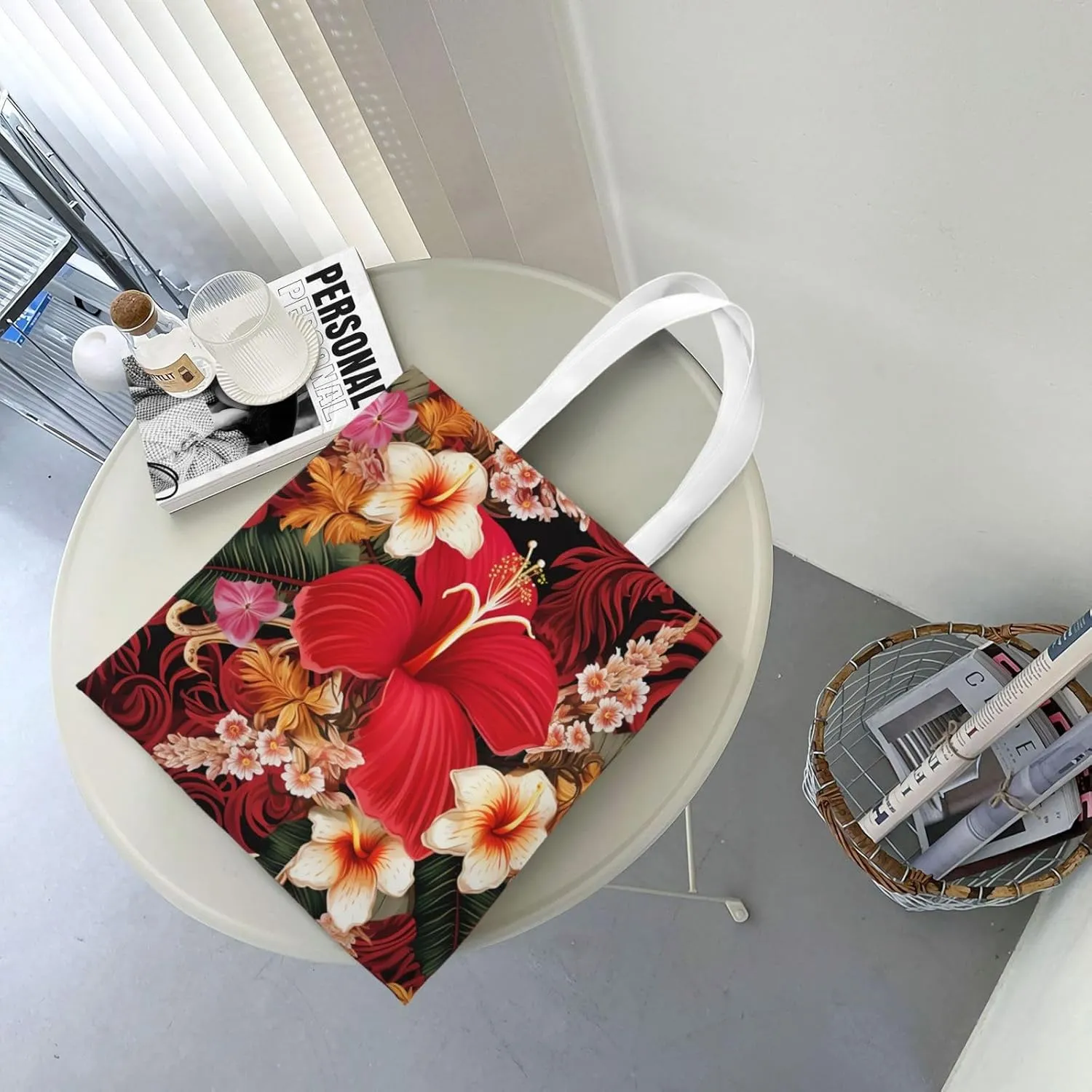 Canvas Tote Bag For Women Reusable Shopping Bag Casual Two Butterflies And Mushrooms Shoulder Bag Handbag For Travel