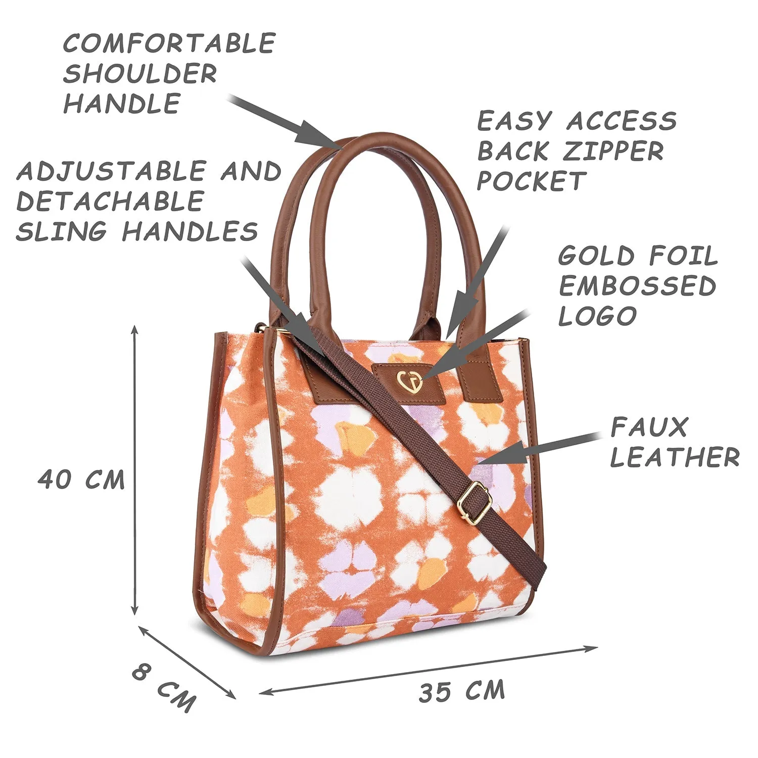 Caprese Enora Small Rust Tote Bag